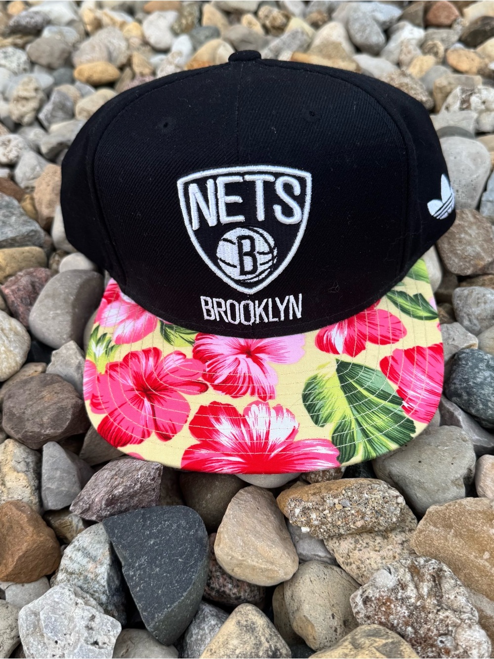 Brooklyn Nets Adidas Snapback Hat Floral Brim NBA Cap